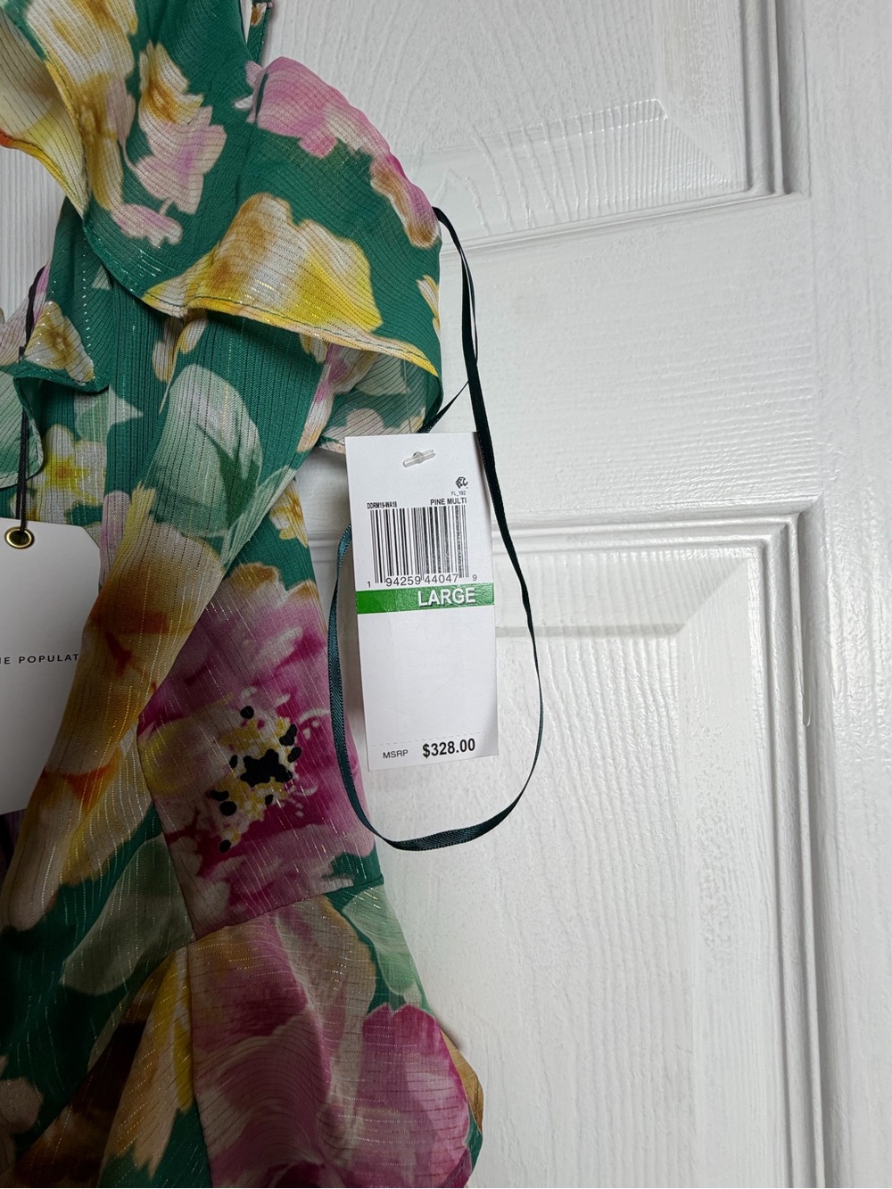Dress the Population Pine Multi Floral Ruffle High Low Dress Large NWT - Picture 11 of 11